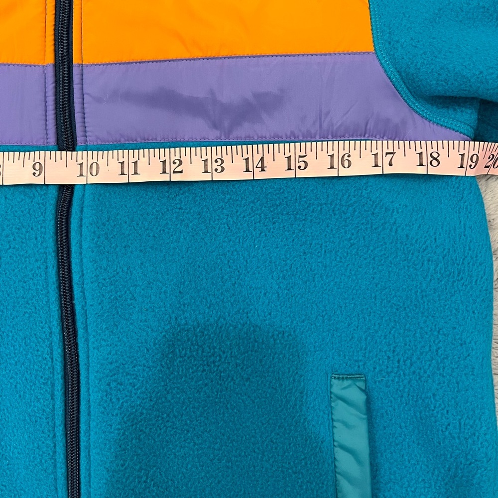 cotopaxi Teal Fleece Jacket with Brown, Orange, and Purple Stripes - Picture 4 of 5